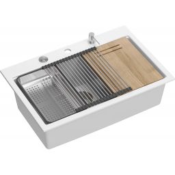 Quadron Marc 110 zlewozmywak 76x50 cm GraniteQ snow white/elementy stalowe HQM7650U1_BS