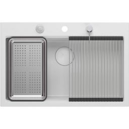 Quadron Marc 110 zlewozmywak 76x50 cm GraniteQ snow white/elementy stalowe HQM7650U1_BS