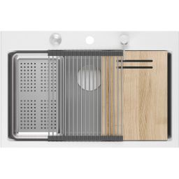 Quadron Marc 110 FM zlewozmywak 75x49 cm GraniteQ snow white/elementy stalowe HQM7650U1_FM_BS