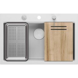 Quadron Marc 110 FM zlewozmywak 75x49 cm GraniteQ snow white/elementy stalowe HQM7650U1_FM_BS