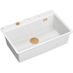 Quadron Marc 110 FM zlewozmywak 75x49 cm GraniteQ snow white/elementy miedziane HQM7650U1_FM_PVDC1