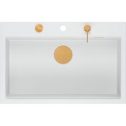 Quadron Marc 110 FM zlewozmywak 75x49 cm GraniteQ snow white/elementy miedziane HQM7650U1_FM_PVDC1