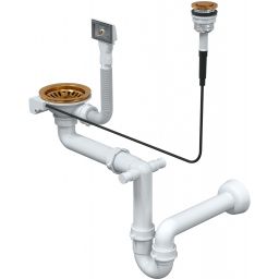 Quadron Marc 110 FM zlewozmywak 75x49 cm GraniteQ snow white/elementy miedziane HQM7650U1_FM_PVDC1