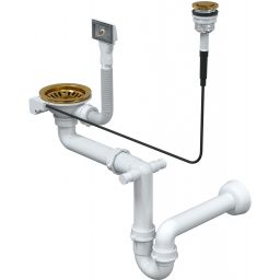 Quadron Marc 110 FM zlewozmywak 75x49 cm GraniteQ snow white/elementy złote HQM7650U1_FM_PVDG1