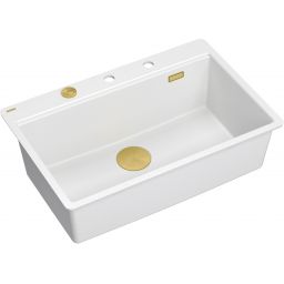 Quadron Marc 110 FM zlewozmywak 75x49 cm GraniteQ snow white/elementy złote HQM7650U1_FM_PVDG1