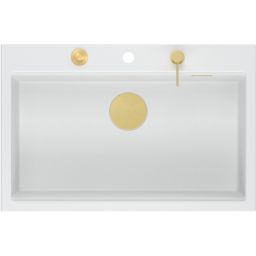 Quadron Marc 110 FM zlewozmywak 75x49 cm GraniteQ snow white/elementy złote HQM7650U1_FM_PVDG1