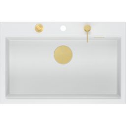 Quadron Marc 110 zlewozmywak 76x50 cm GraniteQ snow white/elementy złote HQM7650U1_PVDG1