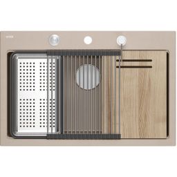 Quadron Marc 110 zlewozmywak GraniteQ 76x50 cm beż/elementy stalowe HQM7650U2_BS