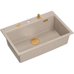 Quadron Marc 110 zlewozmywak GraniteQ 76x50 cm beż/elementy miedziane HQM7650U2_PVDC1