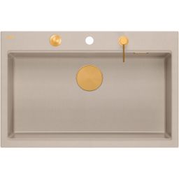 Quadron Marc 110 zlewozmywak GraniteQ 76x50 cm beż/elementy miedziane HQM7650U2_PVDC1