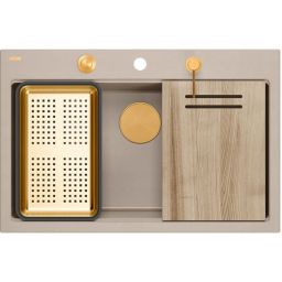 Quadron Marc 110 zlewozmywak GraniteQ 76x50 cm beż/elementy miedziane HQM7650U2_PVDC1