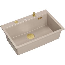 Quadron Marc 110 zlewozmywak GraniteQ 76x50 cm beż/elementy złote HQM7650U2_PVDG1