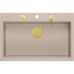 Quadron Marc 110 zlewozmywak GraniteQ 76x50 cm beż/elementy złote HQM7650U2_PVDG1