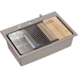 Quadron Marc 110 zlewozmywak GraniteQ 76x50 cm soft taupe/elementy stalowe HQM7650U4_BS