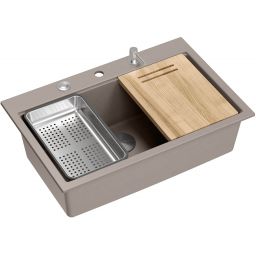 Quadron Marc 110 zlewozmywak GraniteQ 76x50 cm soft taupe/elementy stalowe HQM7650U4_BS