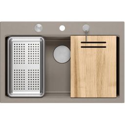 Quadron Marc 110 zlewozmywak GraniteQ 76x50 cm soft taupe/elementy stalowe HQM7650U4_BS