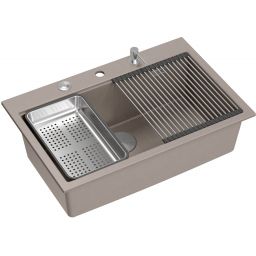 Quadron Marc 110 zlewozmywak GraniteQ 76x50 cm soft taupe/elementy stalowe HQM7650U4_BS