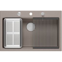 Quadron Marc 110 zlewozmywak GraniteQ 76x50 cm soft taupe/elementy stalowe HQM7650U4_BS