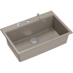 Quadron Marc 110 zlewozmywak GraniteQ 76x50 cm soft taupe/elementy stalowe HQM7650U4_BS