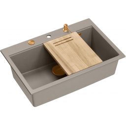 Quadron Marc 110 zlewozmywak GraniteQ 76x50 cm soft taupe/elementy miedziane HQM7650U4_PVDC1