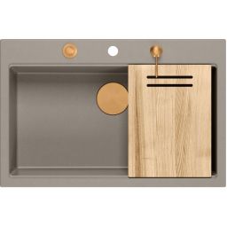 Quadron Marc 110 zlewozmywak GraniteQ 76x50 cm soft taupe/elementy miedziane HQM7650U4_PVDC1