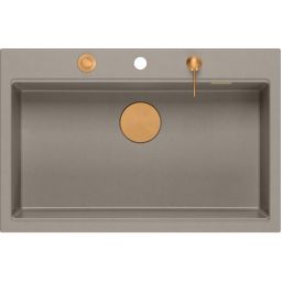 Quadron Marc 110 zlewozmywak GraniteQ 76x50 cm soft taupe/elementy miedziane HQM7650U4_PVDC1