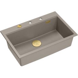 Quadron Marc 110 zlewozmywak GraniteQ 76x50 cm soft taupe/elementy złote HQM7650U4_PVDG1