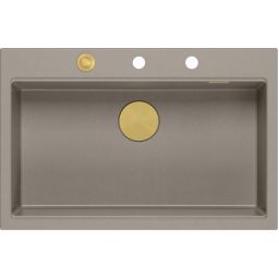 Quadron Marc 110 zlewozmywak GraniteQ 76x50 cm soft taupe/elementy złote HQM7650U4_PVDG1