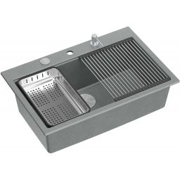 Quadron Marc 110 FM zlewozmywak 75x49 cm GraniteQ silver stone/elementy stalowe HQM7650U5_FM_BS