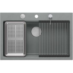 Quadron Marc 110 FM zlewozmywak 75x49 cm GraniteQ silver stone/elementy stalowe HQM7650U5_FM_BS