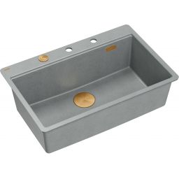 Quadron Marc 110 FM zlewozmywak 75x49 cm GraniteQ silver stone/elementy miedziane HQM7650U5_FM_PVDC1