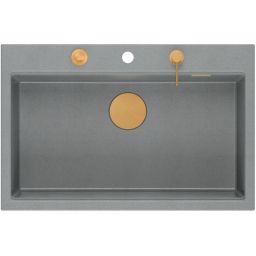 Quadron Marc 110 FM zlewozmywak 75x49 cm GraniteQ silver stone/elementy miedziane HQM7650U5_FM_PVDC1