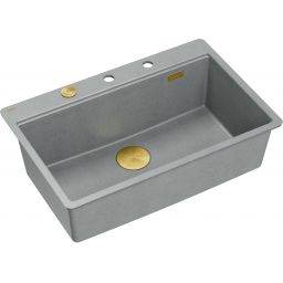 Quadron Marc 110 FM zlewozmywak 75x49 cm GraniteQ silver stone/elementy złote HQM7650U5_FM_PVDG1
