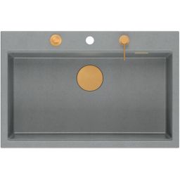 Quadron Marc 110 zlewozmywak 76x50 cm GraniteQ silver stone/elementy miedziane HQM7650U5_PVDC1