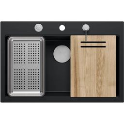 Quadron Marc 110 zlewozmywak 76x50 cm GraniteQ pure carbon/elementy stalowe HQM7650U7_BS