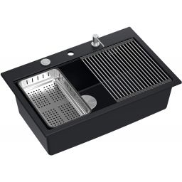 Quadron Marc 110 zlewozmywak 76x50 cm GraniteQ pure carbon/elementy stalowe HQM7650U7_BS