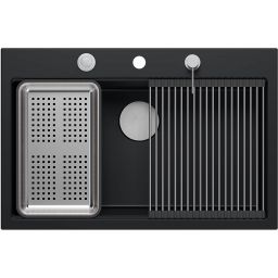 Quadron Marc 110 zlewozmywak 76x50 cm GraniteQ pure carbon/elementy stalowe HQM7650U7_BS