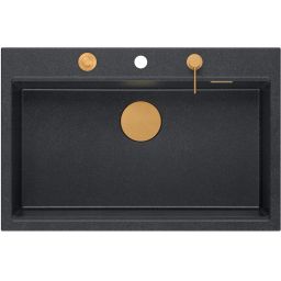Quadron Marc 110 FM zlewozmywak 75x49 cm GraniteQ pure carbon/elementy miedziane HQM7650U7_FM_PVDC1