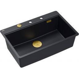 Quadron Marc 110 FM zlewozmywak 75x49 cm GraniteQ pure carbon/elementy złote HQM7650U7_FM_PVDG1