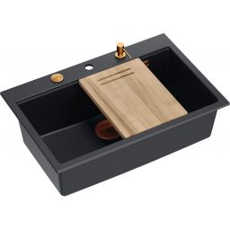 Quadron Marc 110 zlewozmywak 76x50 cm GraniteQ pure carbon/elementy miedziane HQM7650U7_PVDC1
