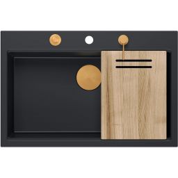 Quadron Marc 110 zlewozmywak 76x50 cm GraniteQ pure carbon/elementy miedziane HQM7650U7_PVDC1