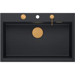 Quadron Marc 110 zlewozmywak 76x50 cm GraniteQ pure carbon/elementy miedziane HQM7650U7_PVDC1