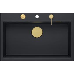 Quadron Marc 110 zlewozmywak 76x50 cm GraniteQ pure carbon/elementy złote HQM7650U7_PVDG1