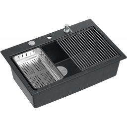 Quadron Marc 110 zlewozmywak 76x50 cm GraniteQ black diamond/elementy stalowe HQM7650U8_BS