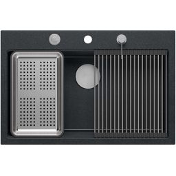 Quadron Marc 110 zlewozmywak 76x50 cm GraniteQ black diamond/elementy stalowe HQM7650U8_BS