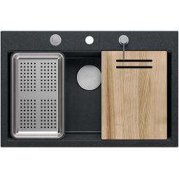 Quadron Marc 110 zlewozmywak 76x50 cm GraniteQ black diamond/elementy stalowe HQM7650U8_BS