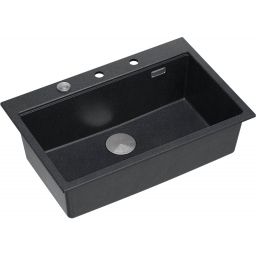 Quadron Marc 110 FM zlewozmywak 75x49 cm GraniteQ black diamond/elementy stalowe HQM7650U8_FM_BS