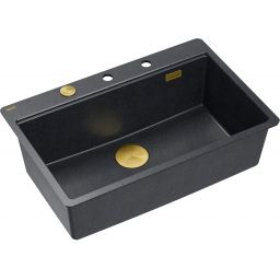 Quadron Marc 110 FM zlewozmywak 75x49 cm GraniteQ black diamond/elementy złote HQM7650U8_FM_PVDG1