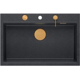 Quadron Marc 110 zlewozmywak 76x50 cm GraniteQ black diamond/elementy miedziane HQM7650U8_PVDC1