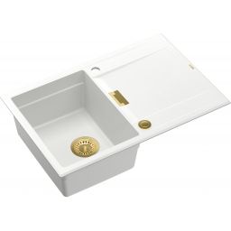 Quadron Owen 111 zlewozmywak 76x50 cm GraniteQ snow white/złoty HQO7650U1_PVDG1